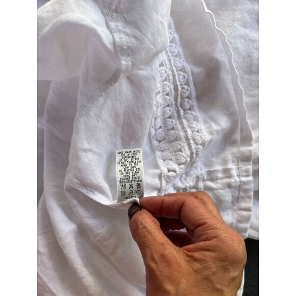 NEW Lafayette 148 White Boho Chic Tunic Top M 100% Linen Front Button Pockets - Picture 12 of 12
